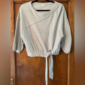 Anthropologie Postmark XS Relaxed Fit Striped 1/2 Sleeve Front Tie Top